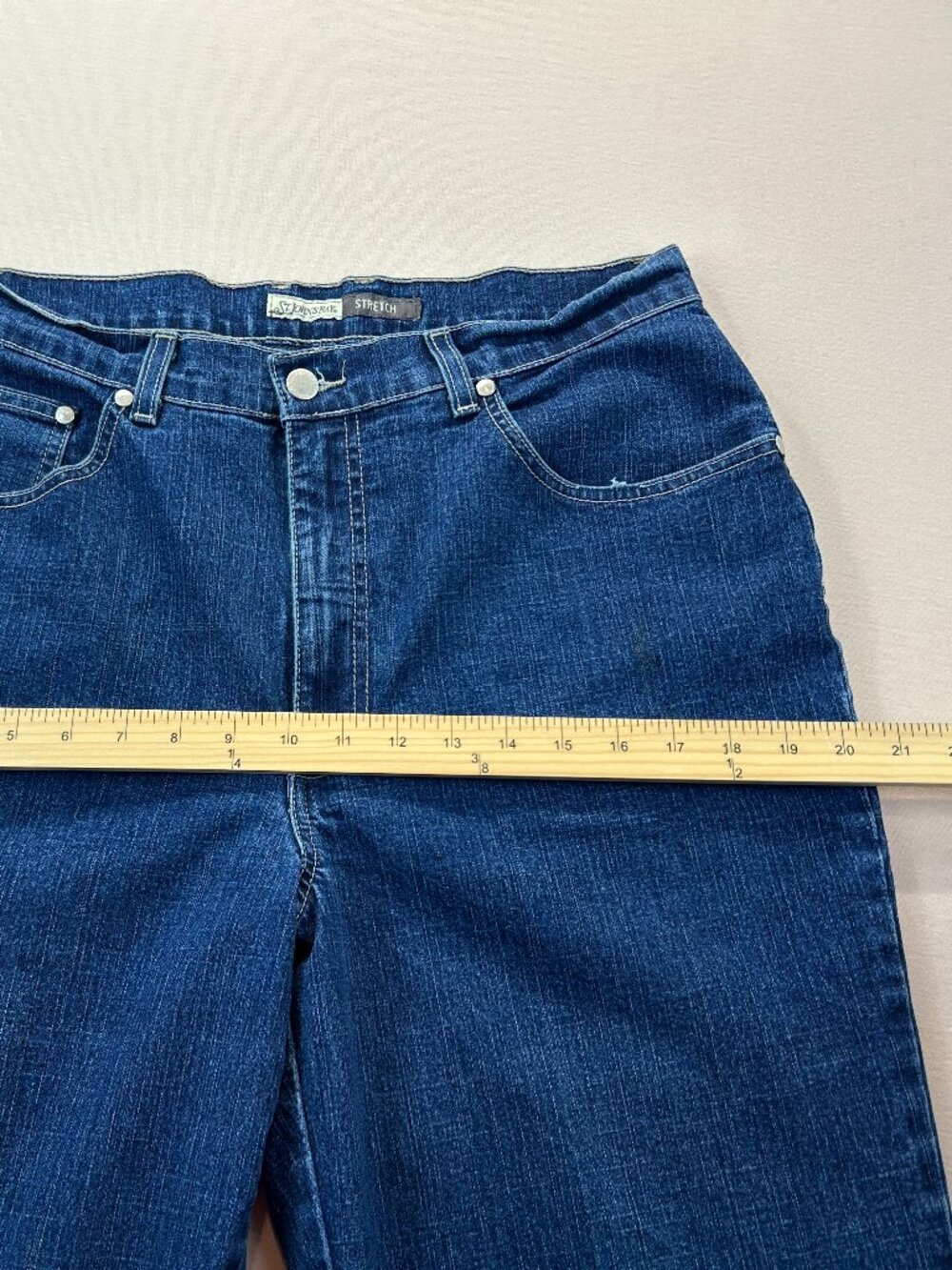 St Johns Bay Jeans Womens Size 14S Blue Denim High Rise Straight Stretch - Picture 8 of 13
